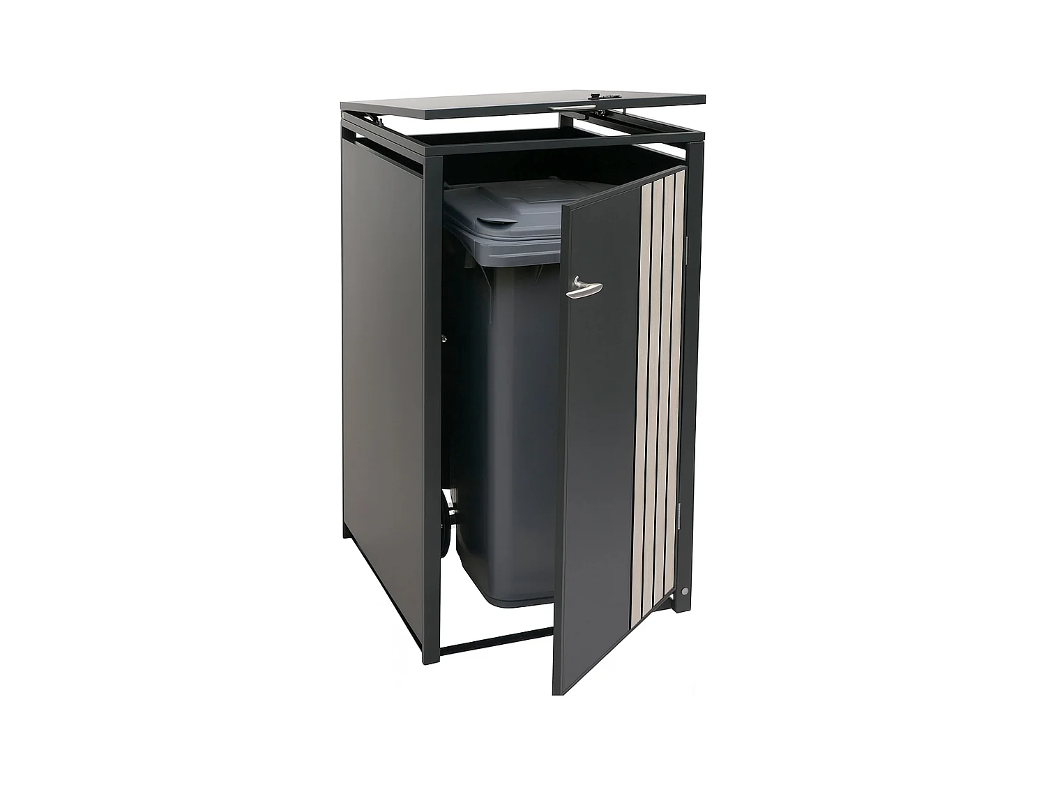 Osłona na pojemnik na śmieci 1 MCW-O67,  antracytowy, jasny wygląd drewna