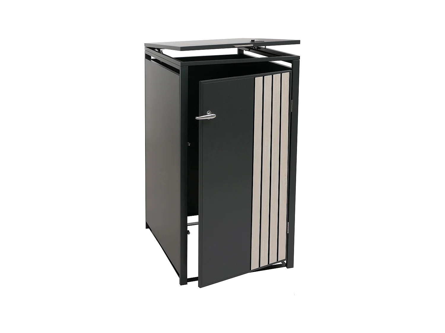 Osłona na pojemnik na śmieci 1 MCW-O67,  antracytowy, jasny wygląd drewna