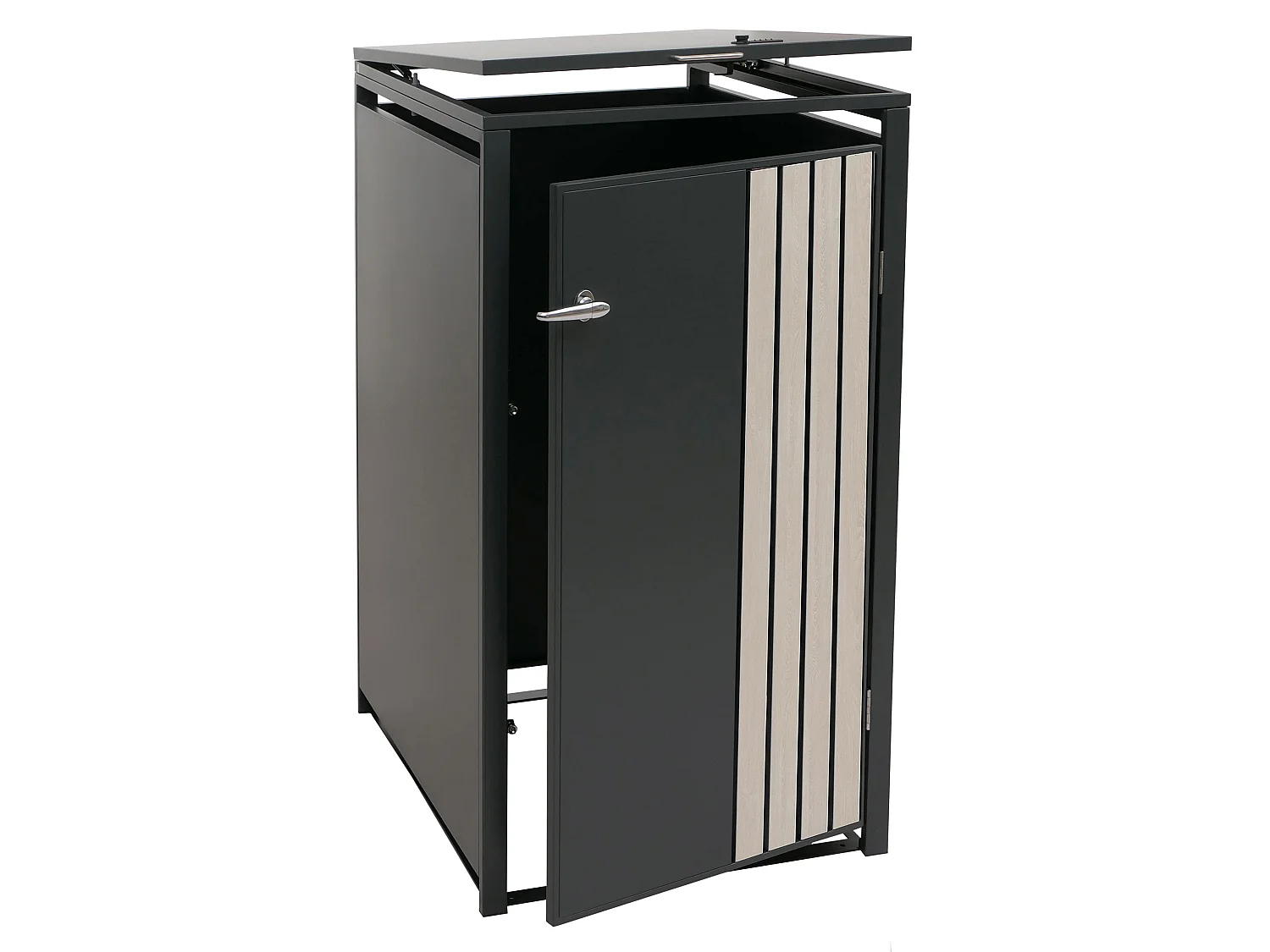 1-persoons afvalcontainerbehuizing MCW-O67,  antraciet houtlook licht