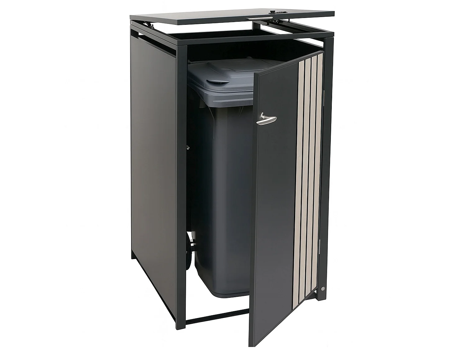 1-persoons afvalcontainerbehuizing MCW-O67,  antraciet houtlook licht