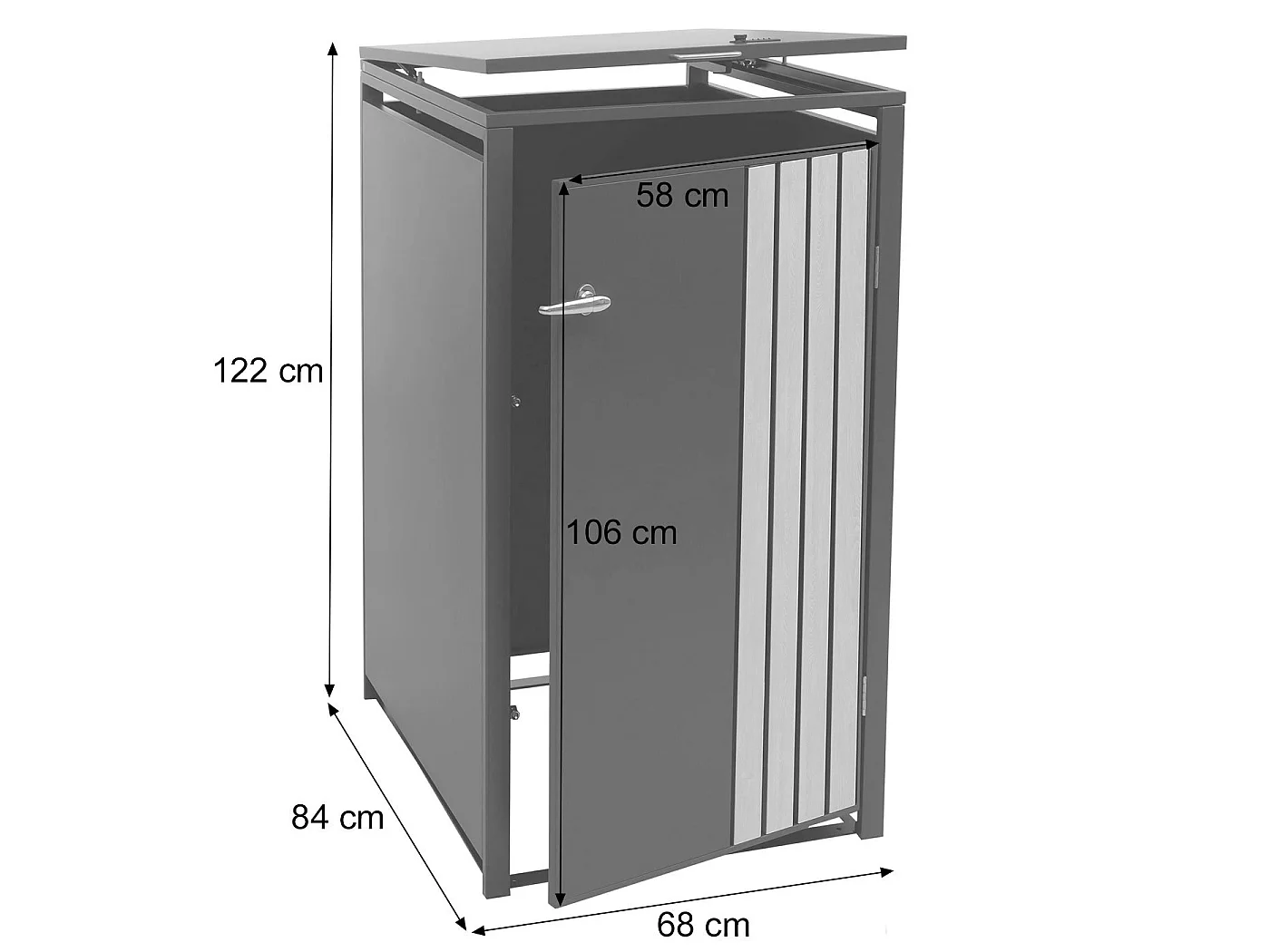 1-persoons afvalcontainerbehuizing MCW-O67,  antraciet houtlook licht
