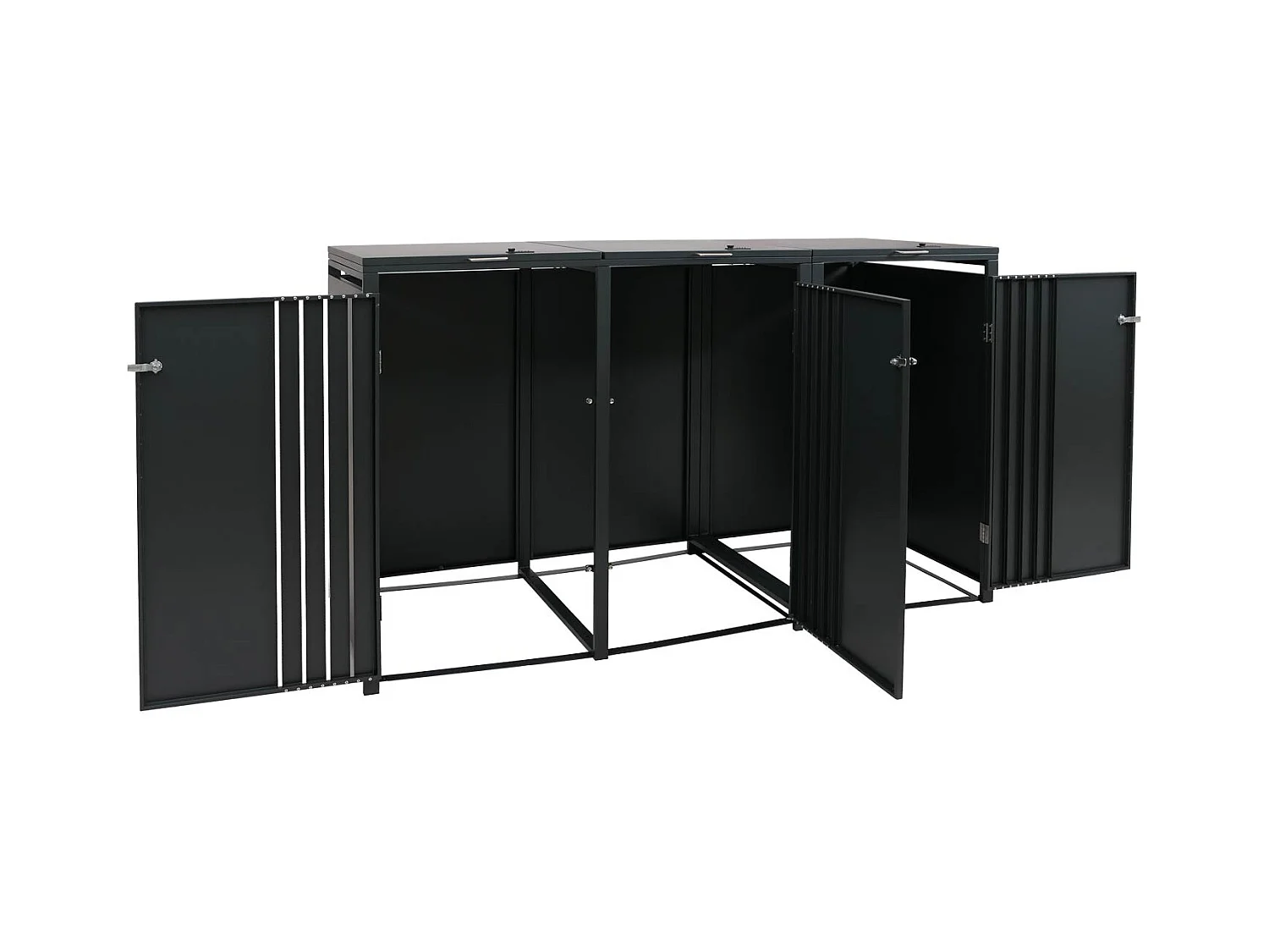 Osłona na trzy pojemniki na śmieci MCW-O67,  antracytowy, jasny wygląd drewna