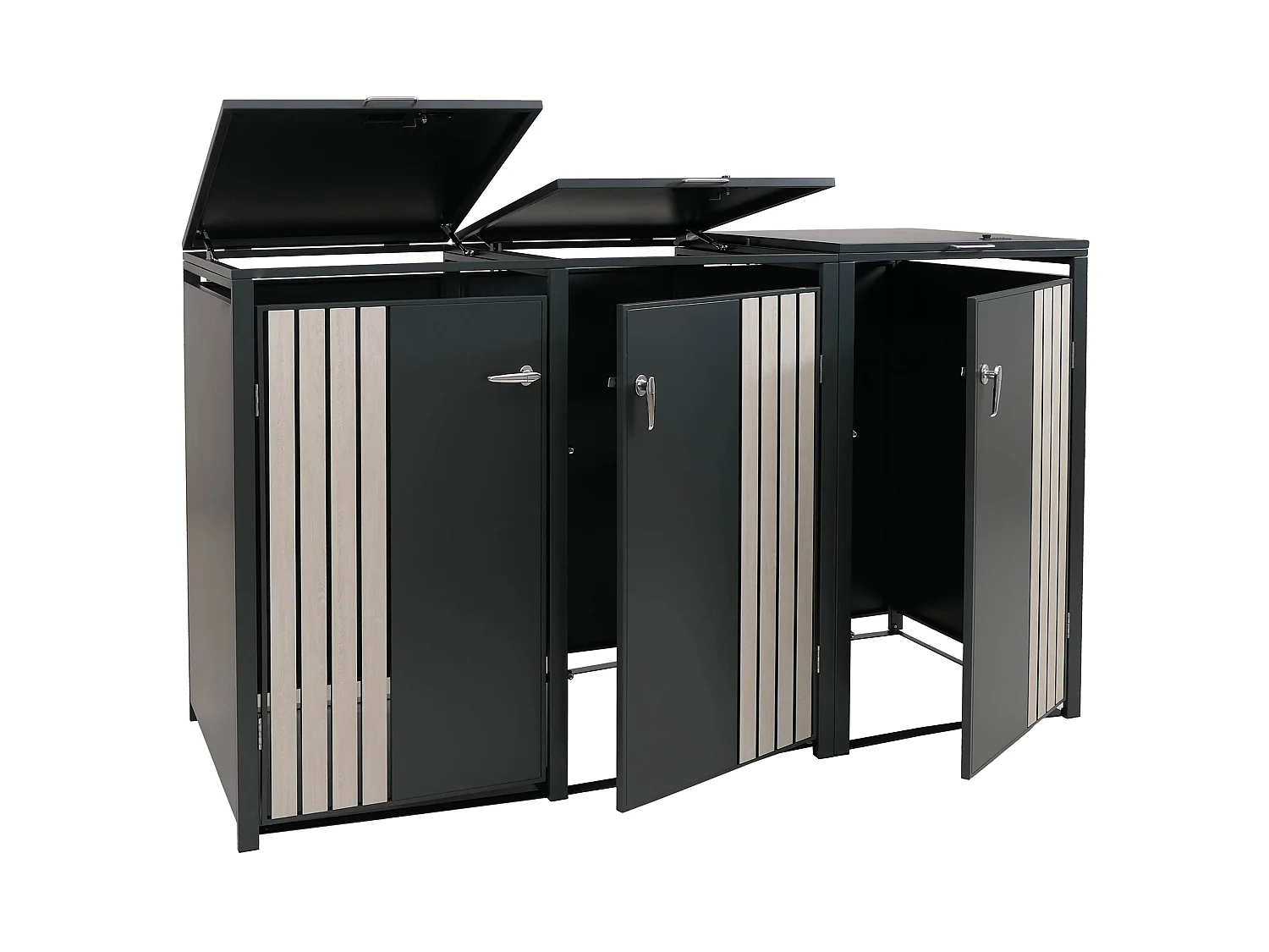 3-delige afvalbakbekleding MCW-O67,  antraciet houtlook licht