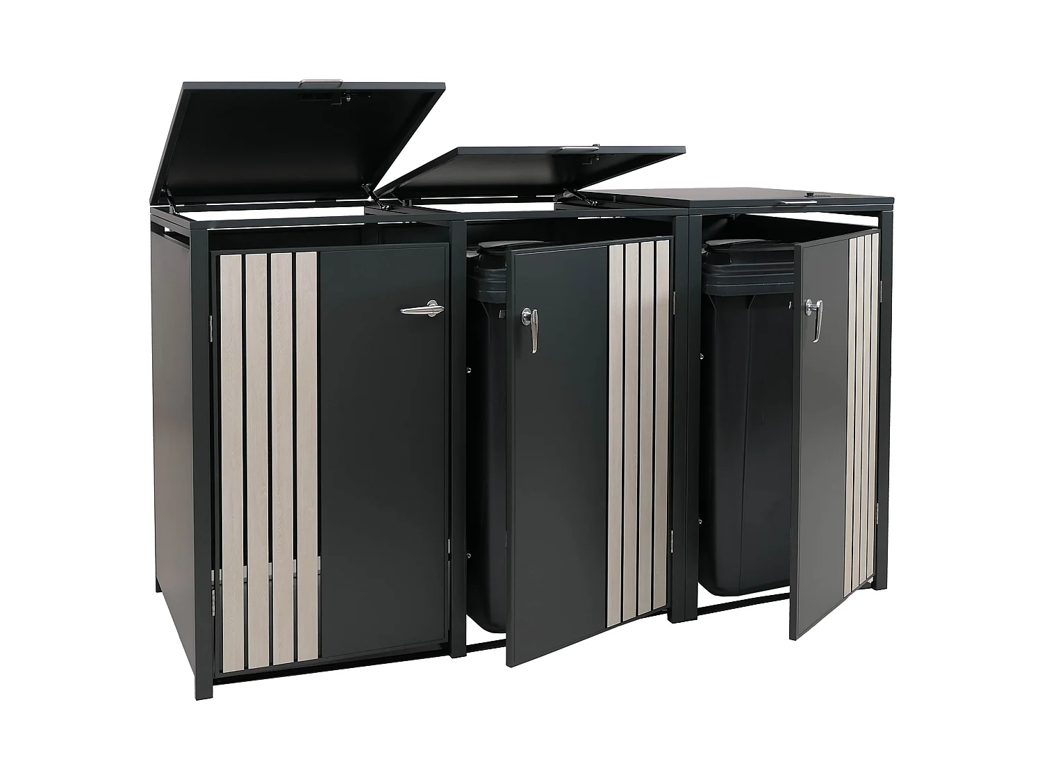 3-delige afvalbakbekleding MCW-O67,  antraciet houtlook licht