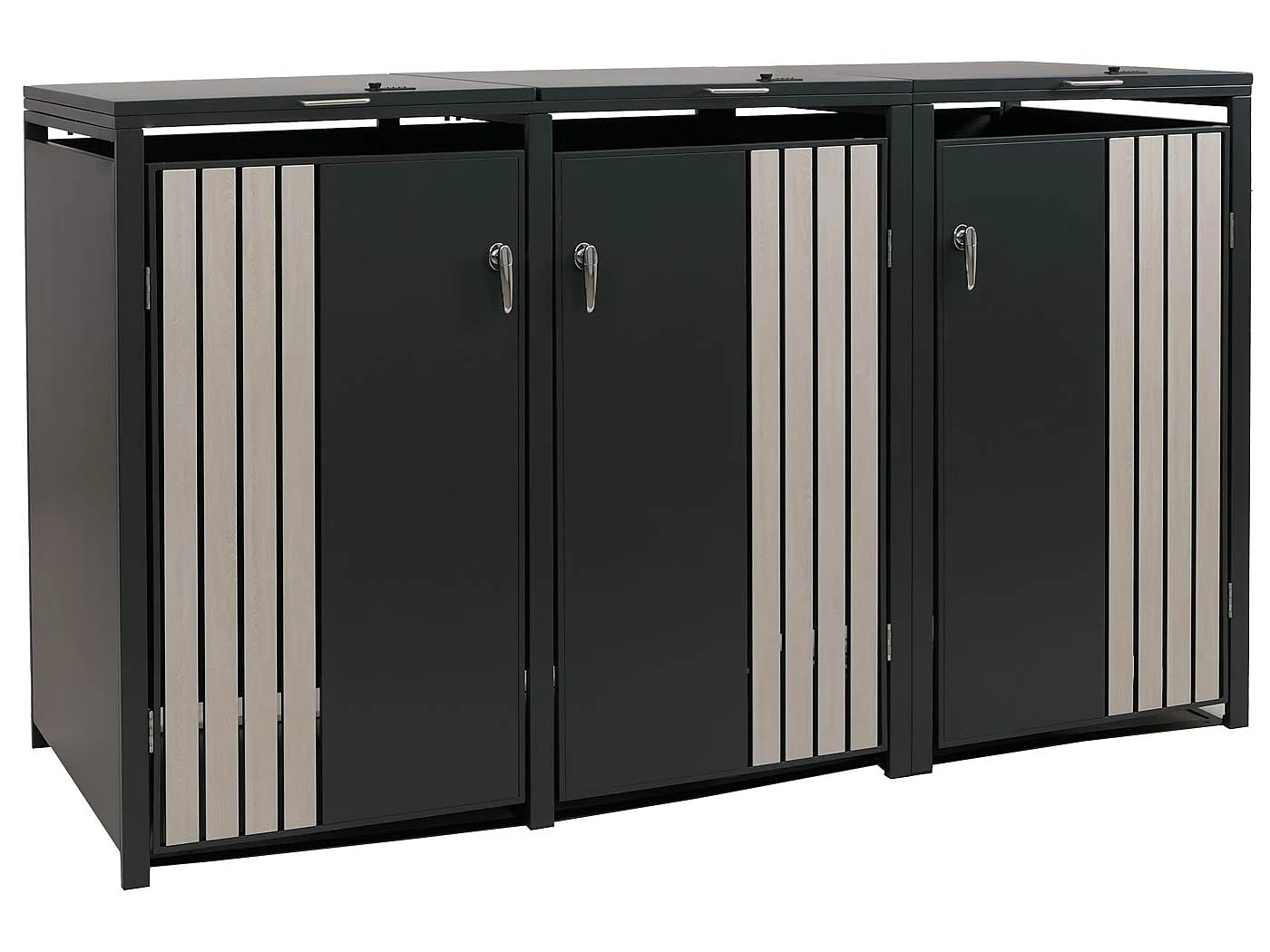 3-delige afvalbakbekleding MCW-O67,  antraciet houtlook licht