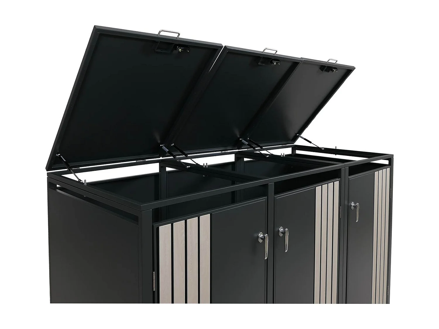 3-delige afvalbakbekleding MCW-O67,  antraciet houtlook licht