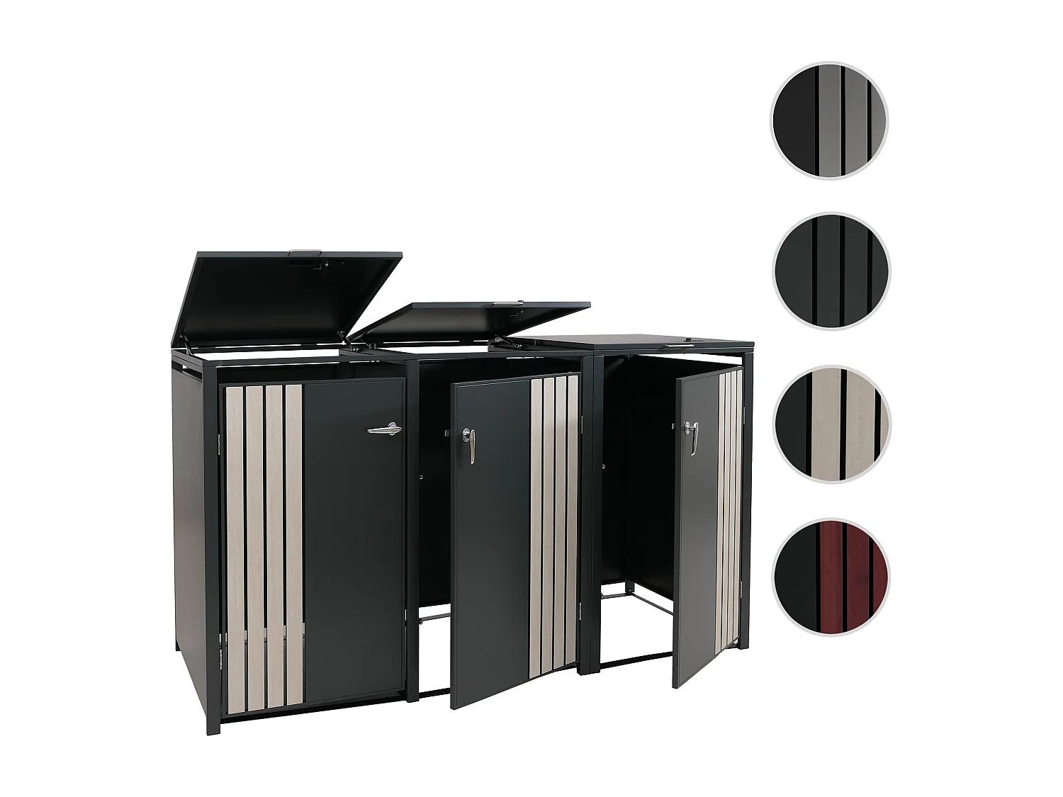 3-delige afvalbakbekleding MCW-O67,  antraciet houtlook licht