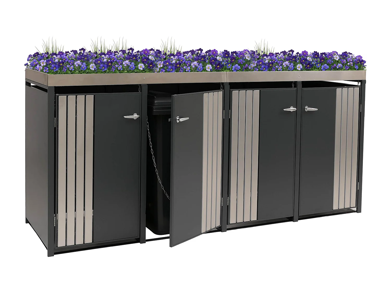 Mülltonnenverkleidung MCW-O67, Anthrazit Edelstahl