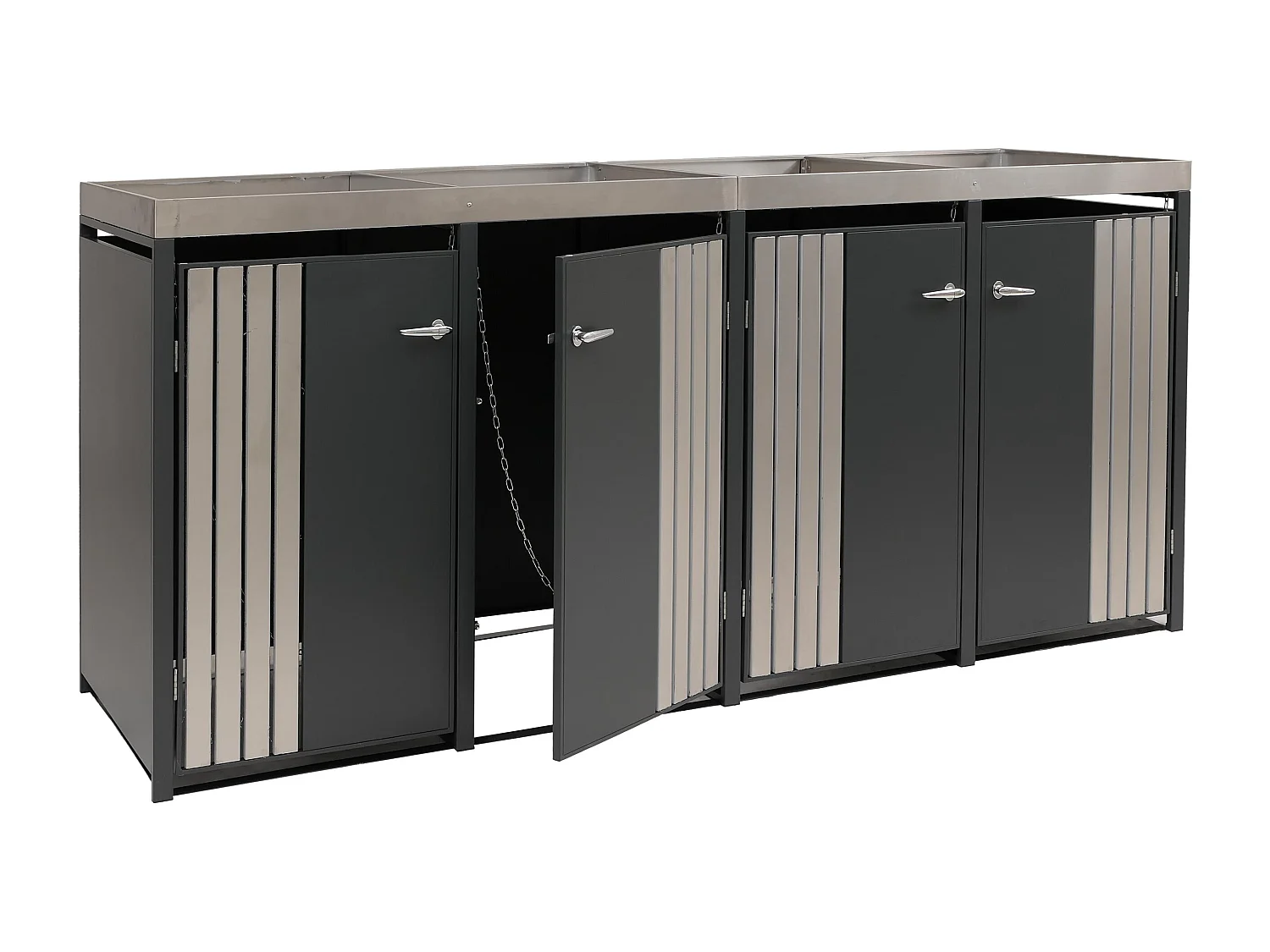 Mülltonnenverkleidung MCW-O67, Anthrazit Edelstahl