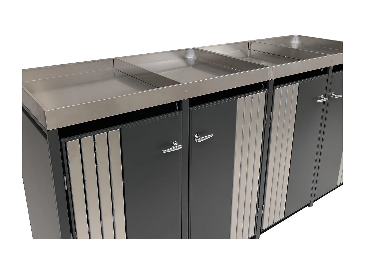 Mülltonnenverkleidung MCW-O67, Anthrazit Edelstahl