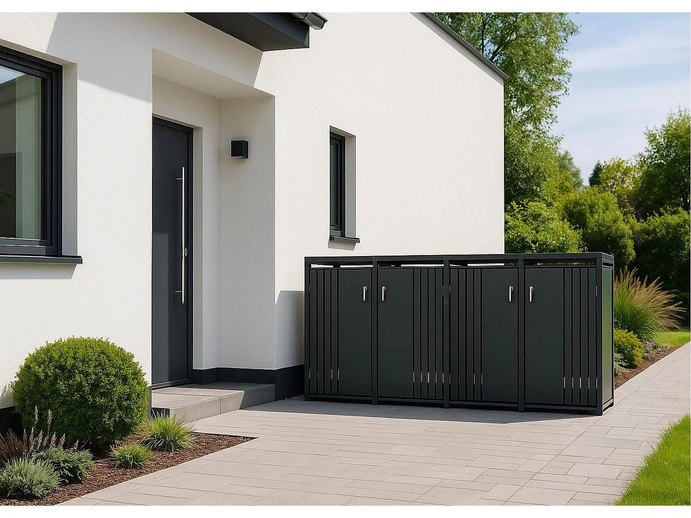 4er-Mülltonnenverkleidung MCW-O67, Anthrazit