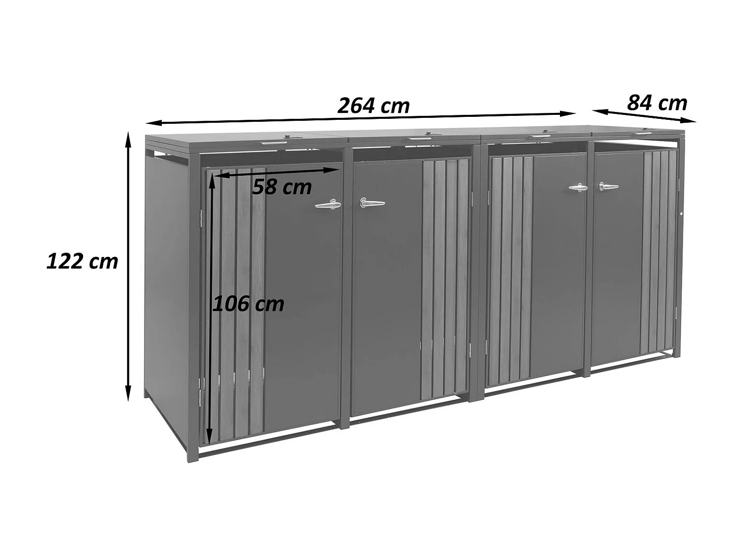 Osłona na 4 pojemniki na śmieci MCW-O67,  antracytowy