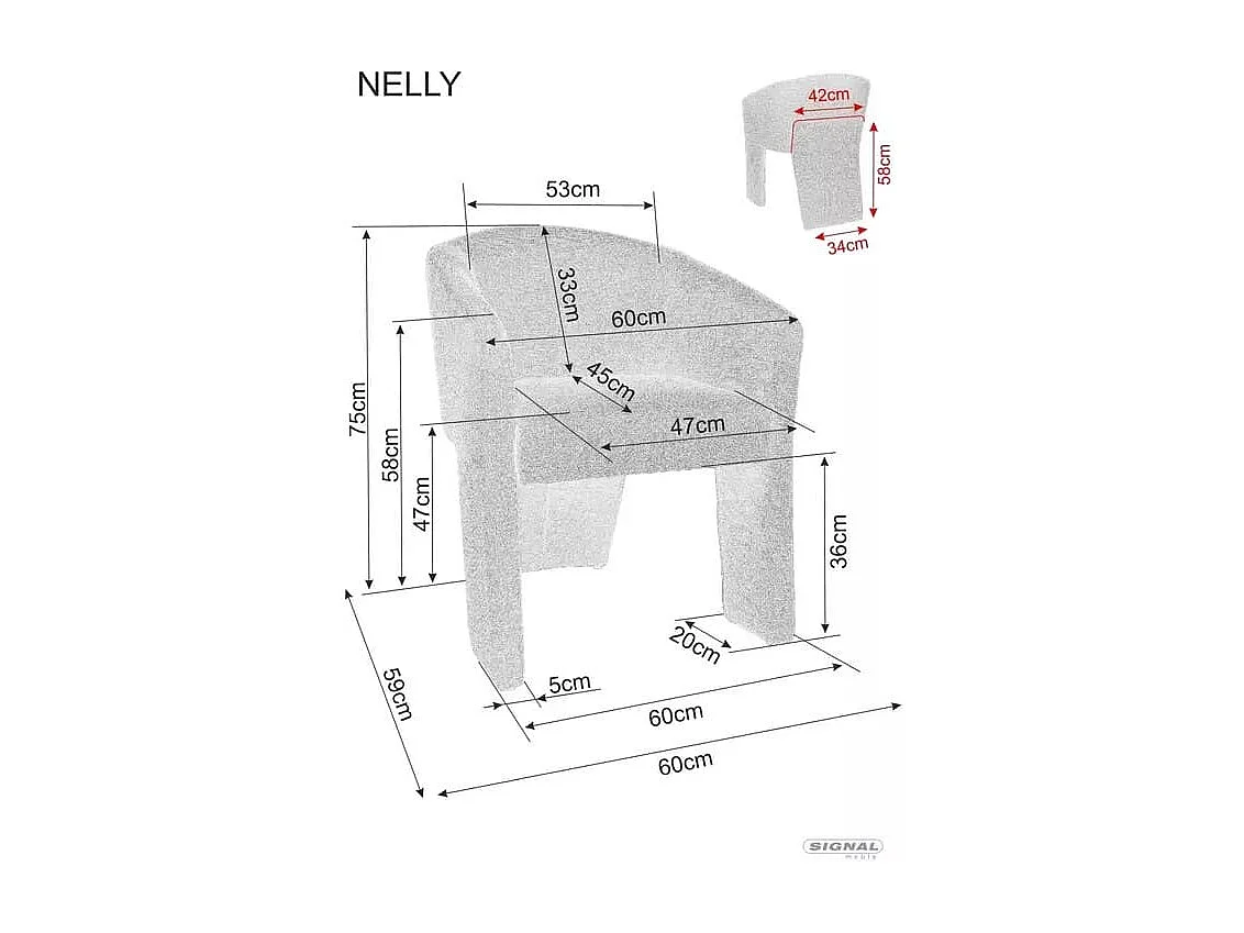 Poltrona Nelly/rivestimento in tessuto/Beige