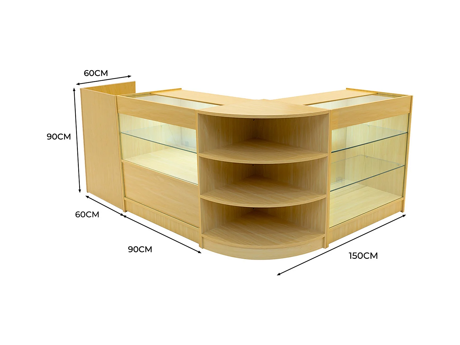 Theia LED Winkel Toonbank Set K900, C900, TB60 & LM60 - Esdoorn