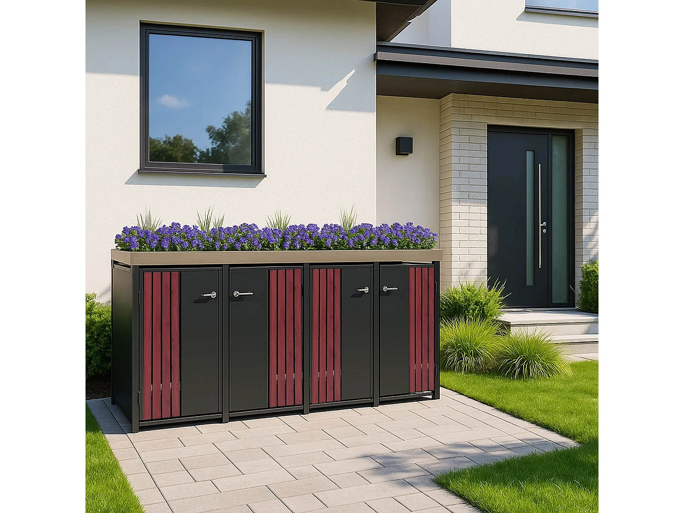 Osłona na pojemnik na śmieci MCW-O67,  antracytowy wygląd drewna ciemny