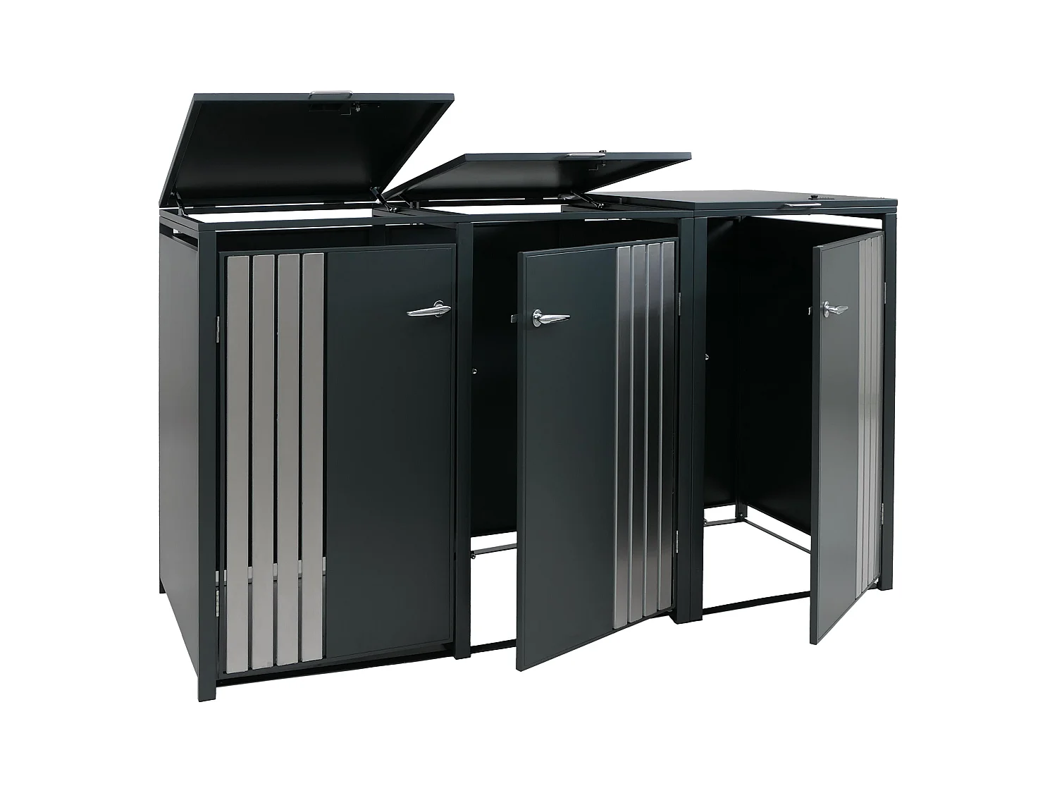 Osłona na trzy pojemniki na śmieci MCW-O67,  antracytowa stal nierdzewna