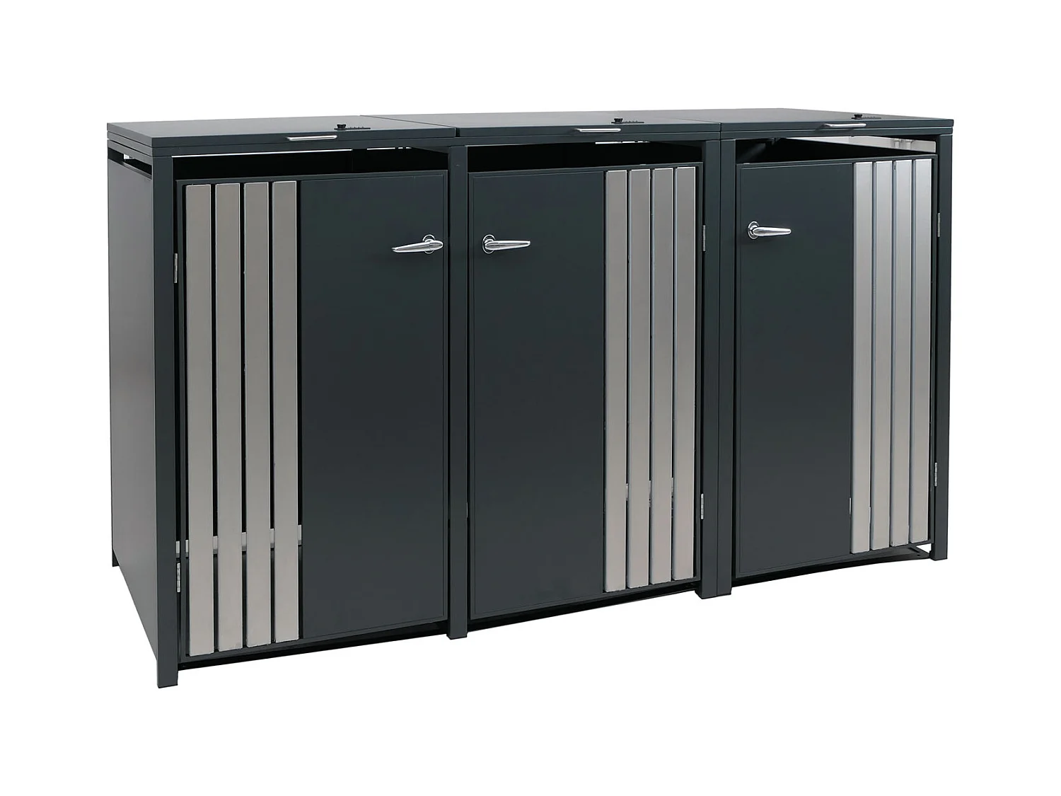 Osłona na trzy pojemniki na śmieci MCW-O67,  antracytowa stal nierdzewna