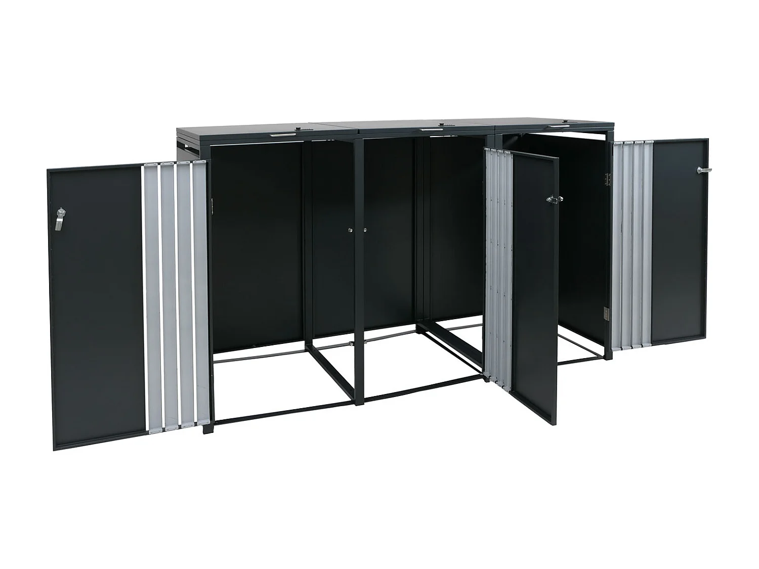 3er-Mülltonnenverkleidung MCW-O67, Anthrazit Edelstahl