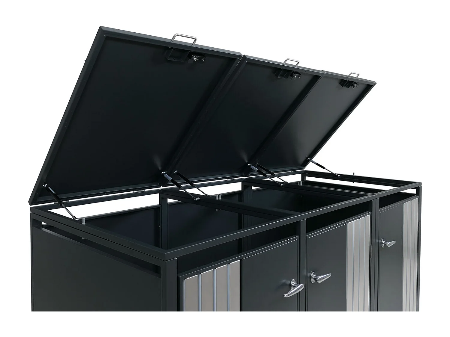 3er-Mülltonnenverkleidung MCW-O67, Anthrazit Edelstahl
