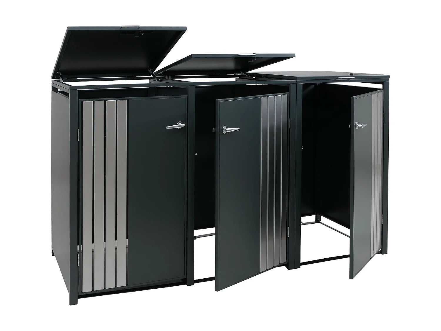 Osłona na trzy pojemniki na śmieci MCW-O67,  antracytowa stal nierdzewna