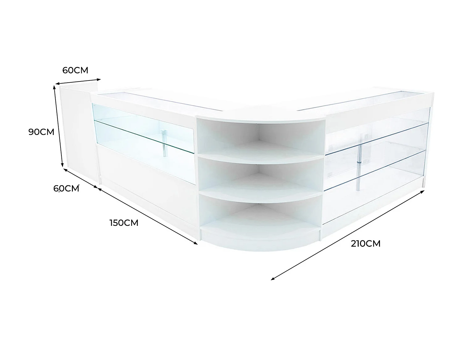 Theia LED Verkaufstheken-Set LM60 + C1500 + K1500 + TB60 – Weiß