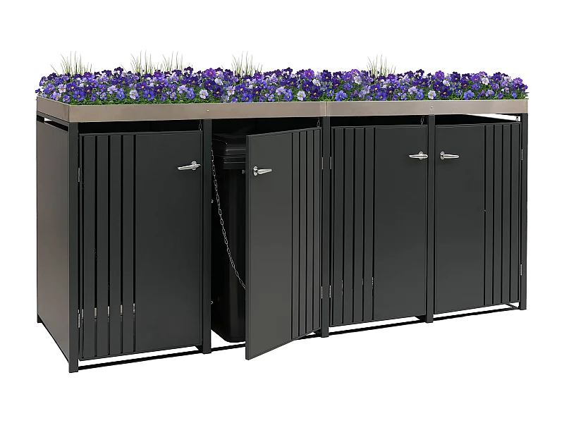 4-delige afvalcontainerbehuizing MCW-O67,  antraciet