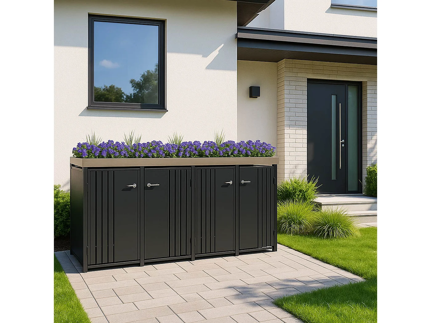 4er-Mülltonnenverkleidung MCW-O67, Anthrazit