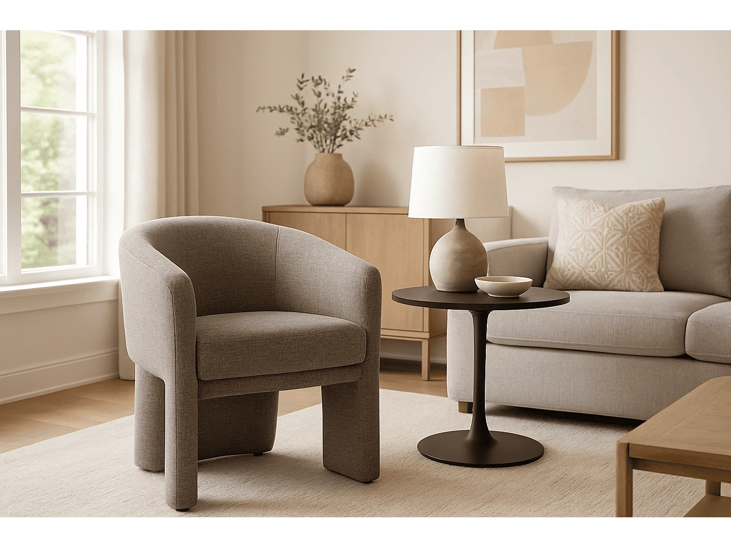 Fauteuil Nelly/revêtement tissu/gris