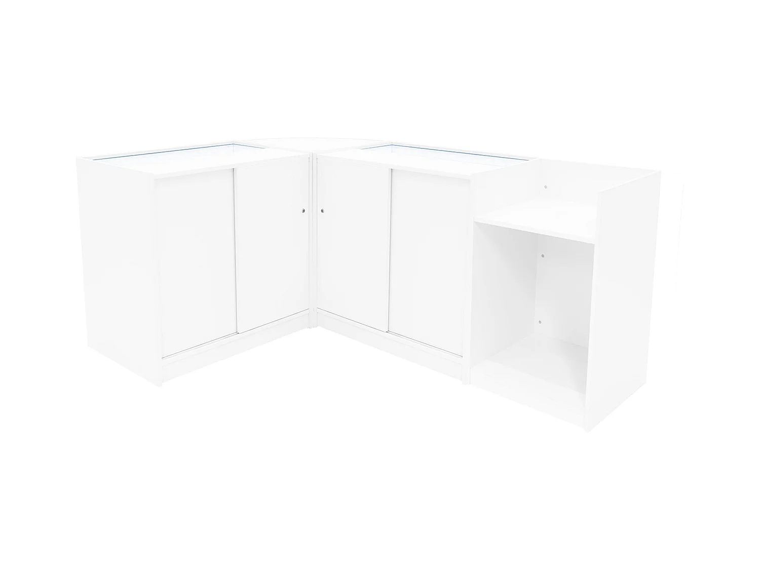 Set Mostradores Comerciales con Luz LED "GRAVITY"  CM60 + B900 + C900 + TB60 – Blanco