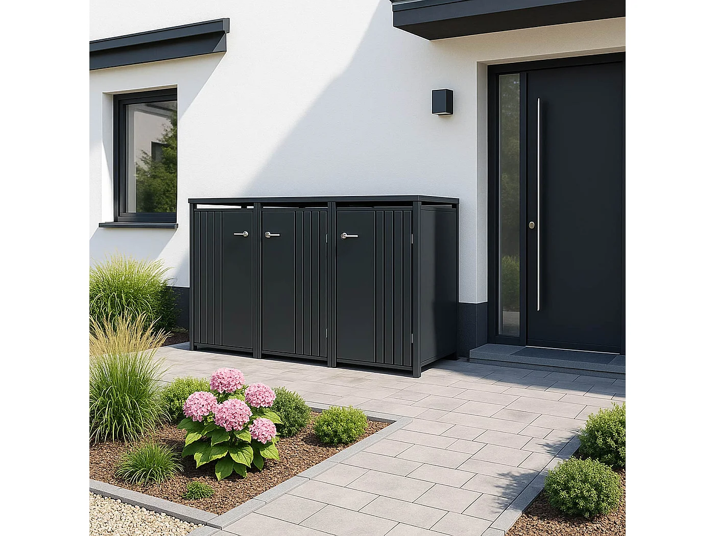 2er-Mülltonnenverkleidung MCW-O67, Anthrazit