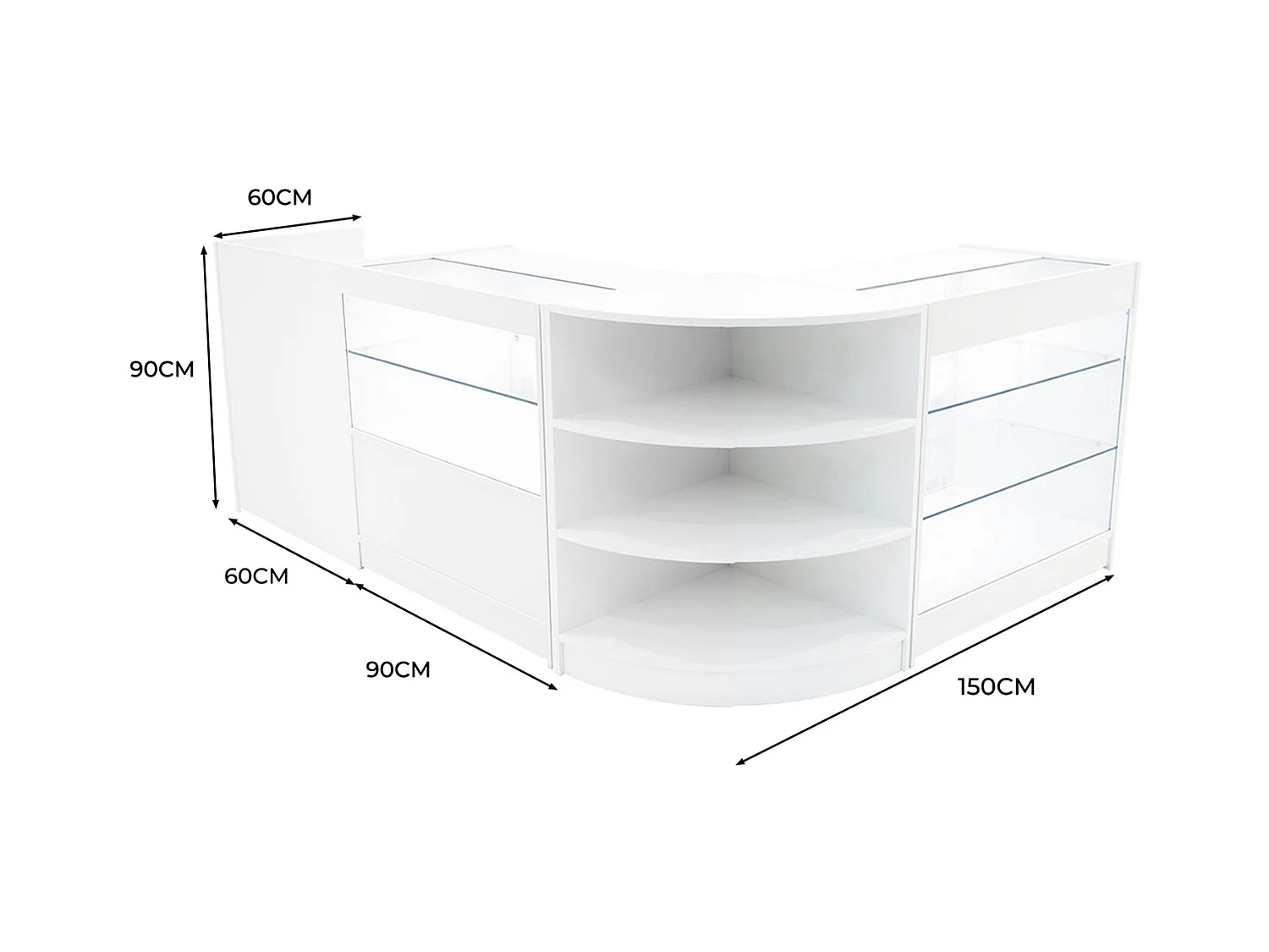 Set Mostradores Comerciales con Luz LED "THEIA"  LM60 + K900 + C900 + TB60 – Blanco