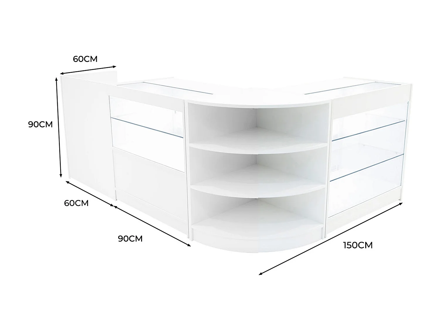 Set Banconi Bianco Theia LED K900 C900 LM60 TB60 con Vetrina e Serratura