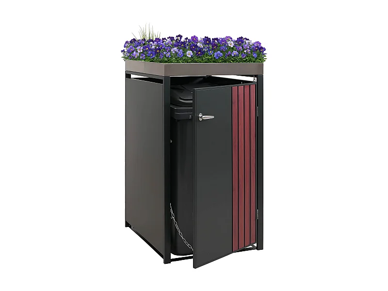 1-persoons afvalcontainerbehuizing MCW-O67,  antraciet houtlook donker