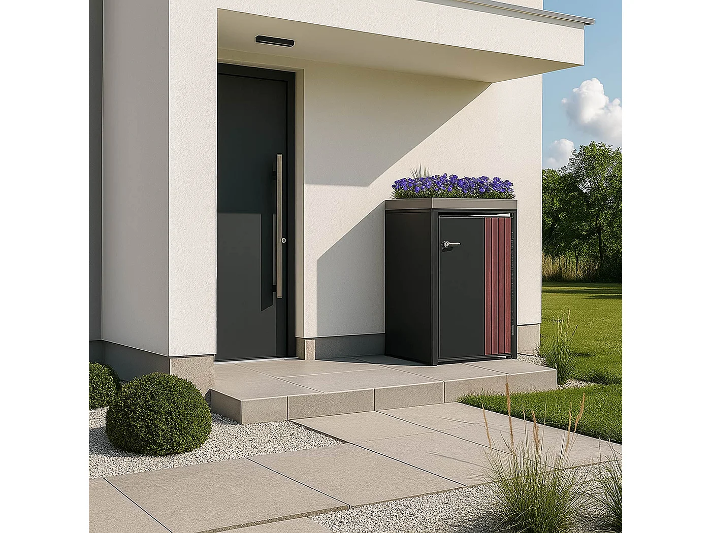 Osłona na pojemnik na śmieci 1 MCW-O67,  antracytowy wygląd drewna ciemny