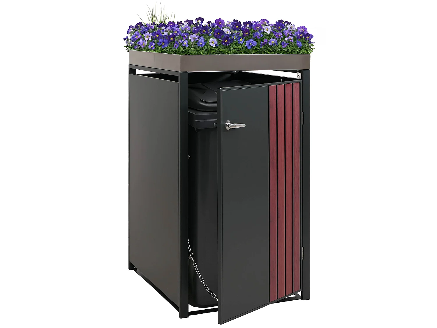 1-persoons afvalcontainerbehuizing MCW-O67,  antraciet houtlook donker