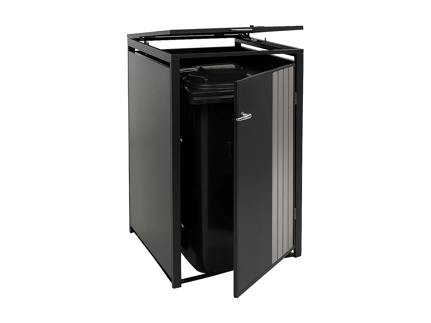 Copribidone singolo MCW-O67, copricassonetto con coperchio, metallo 122x68x84 cm 35 kg ~ antracite acciaio