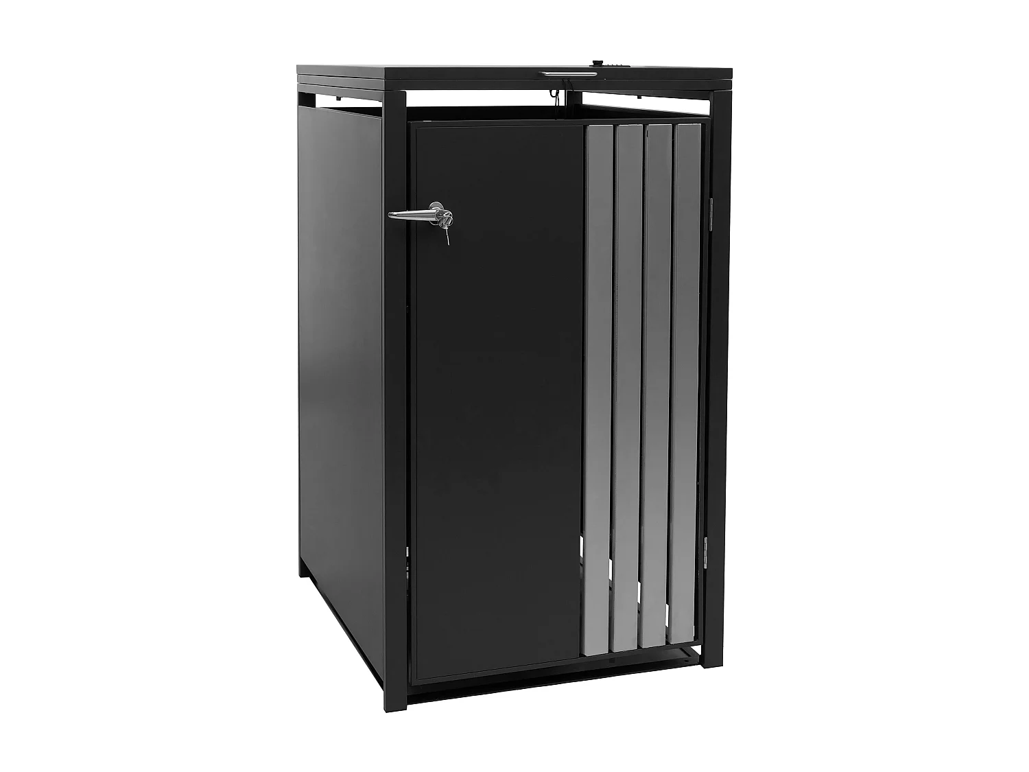 Copribidone singolo MCW-O67, copricassonetto con coperchio, metallo 122x68x84 cm 35 kg ~ antracite acciaio