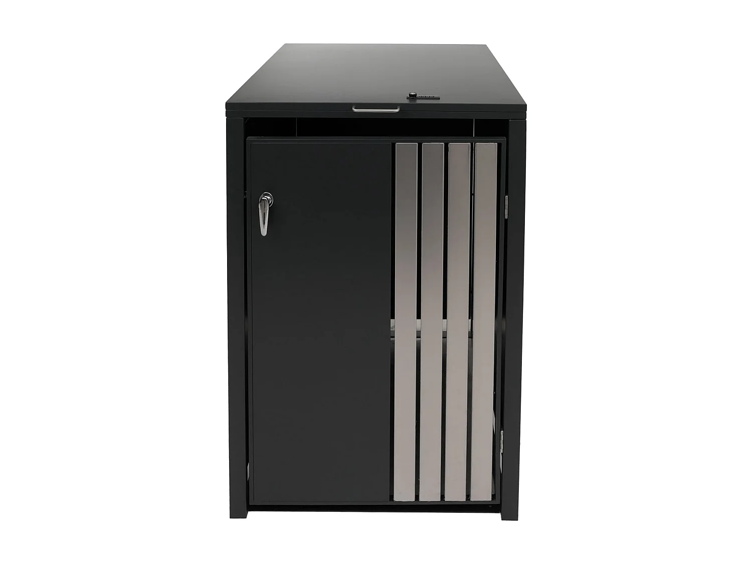 Copribidone singolo MCW-O67, copricassonetto con coperchio, metallo 122x68x84 cm 35 kg ~ antracite acciaio