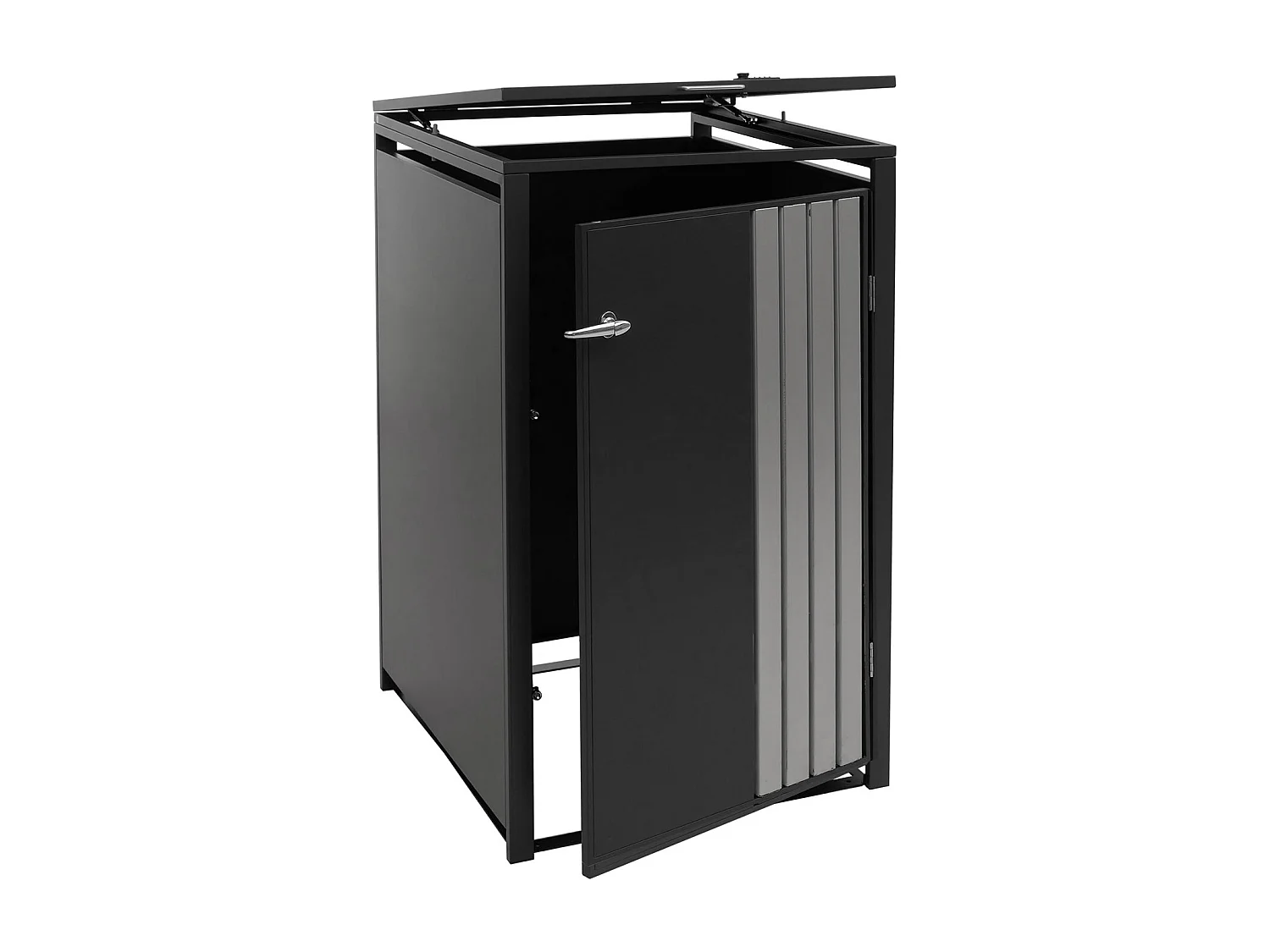 Copribidone singolo MCW-O67, copricassonetto con coperchio, metallo 122x68x84 cm 35 kg ~ antracite acciaio