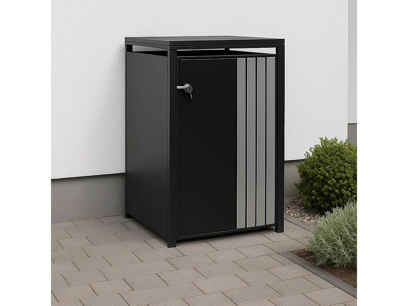 Copribidone singolo MCW-O67, copricassonetto con coperchio, metallo 122x68x84 cm 35 kg ~ antracite acciaio