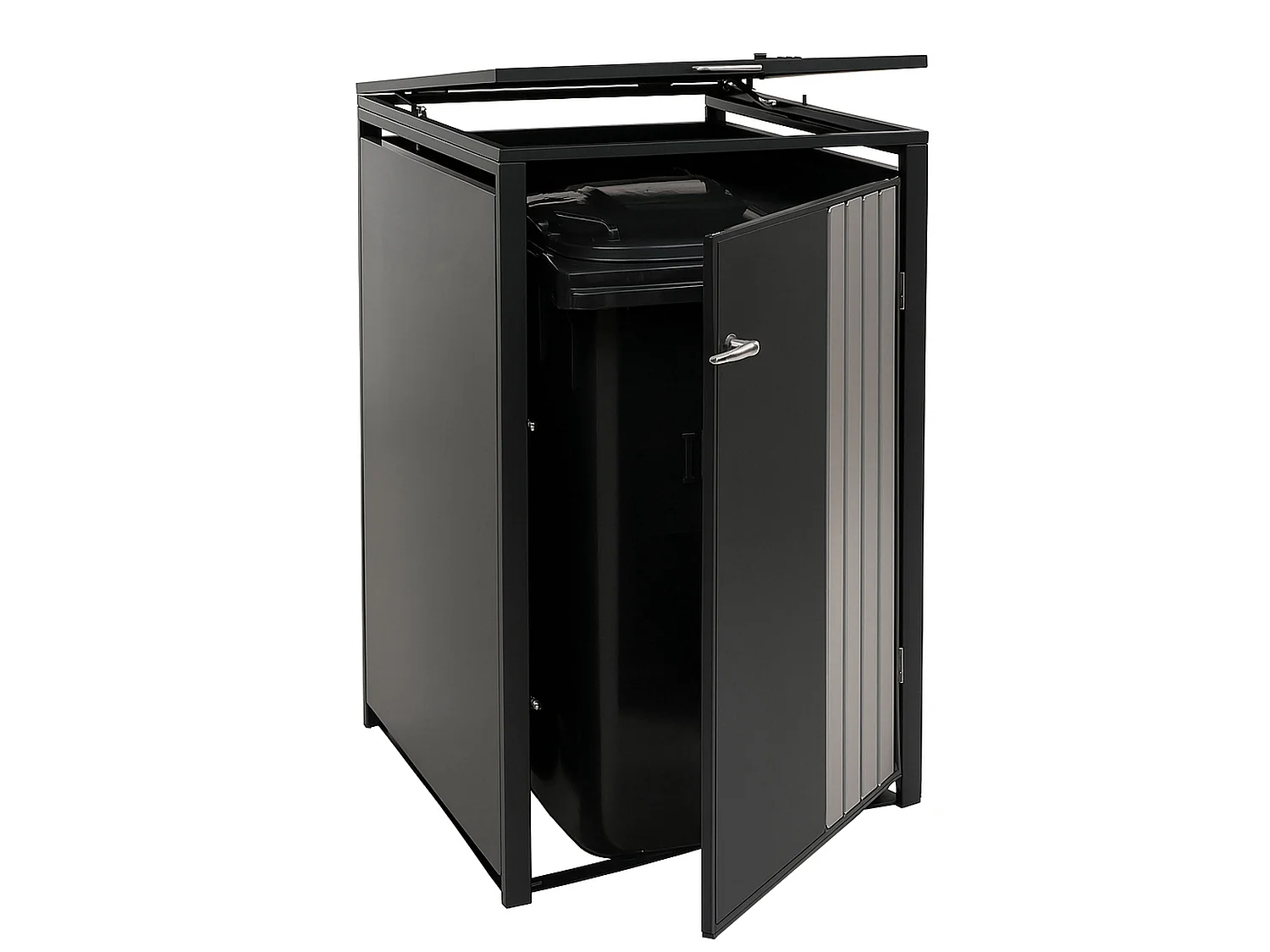 1-persoons afvalcontainerbehuizing MCW-O67,  antraciet roestvrij staal