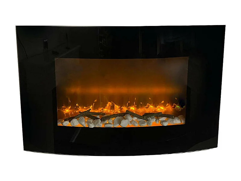 Cheminée Électrique Stockholm, Surface Chauffante 30 m² Made in Italy, 88.5x13.5x56h cm Noir