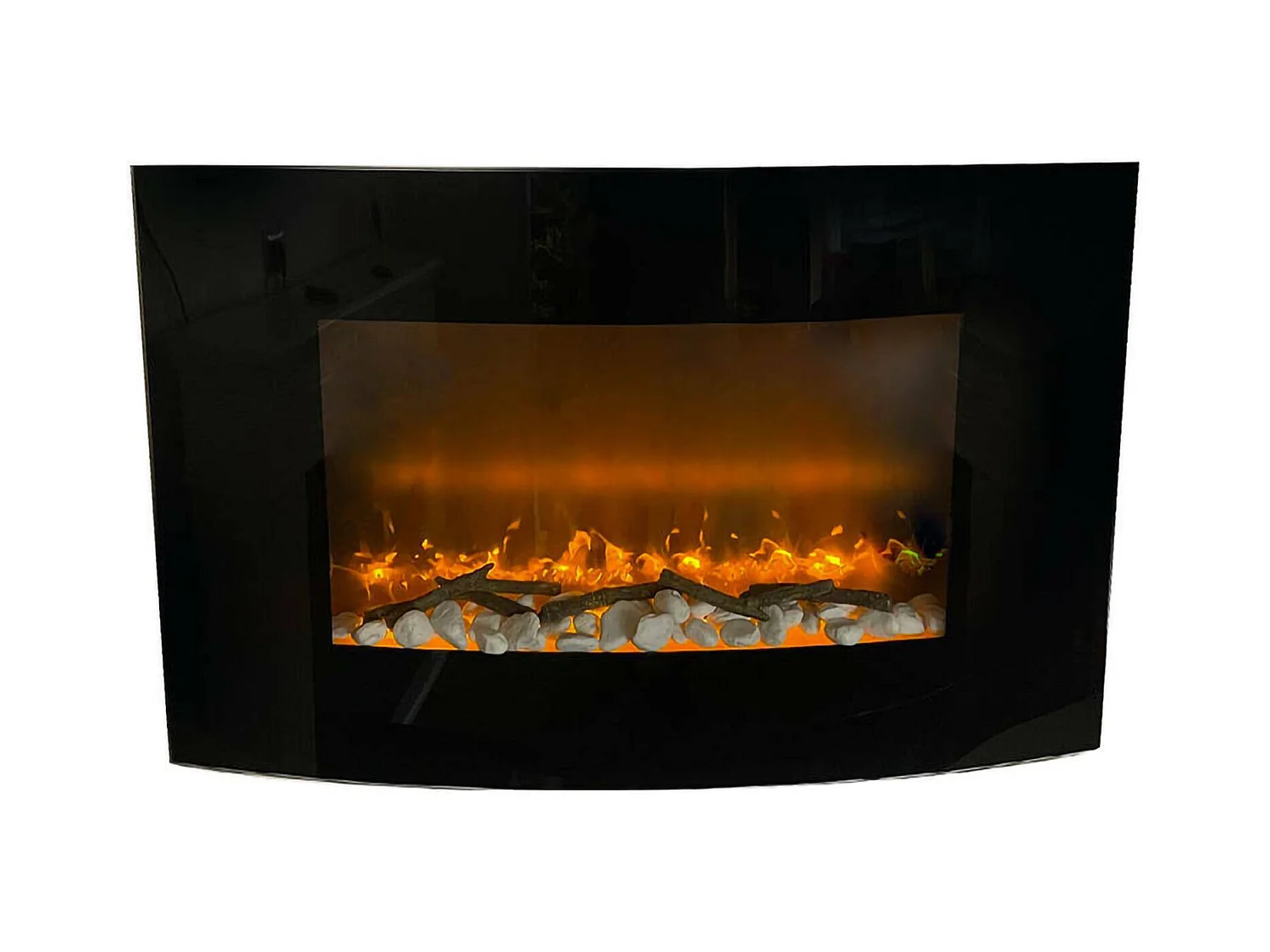 Cheminée Électrique Stockholm, Surface Chauffante 30 m² Made in Italy, 88.5x13.5x56h cm Noir