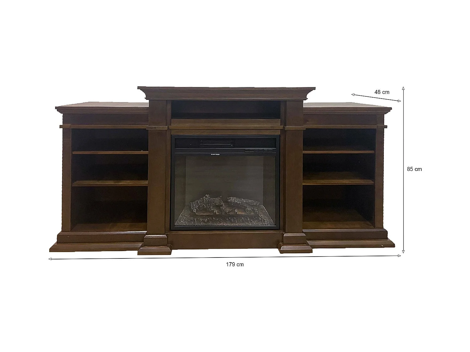 Cheminée Électrique Aramengo, Puissance 900/1800 W Fabriquée en Italie, 179x48x85h cm Marron