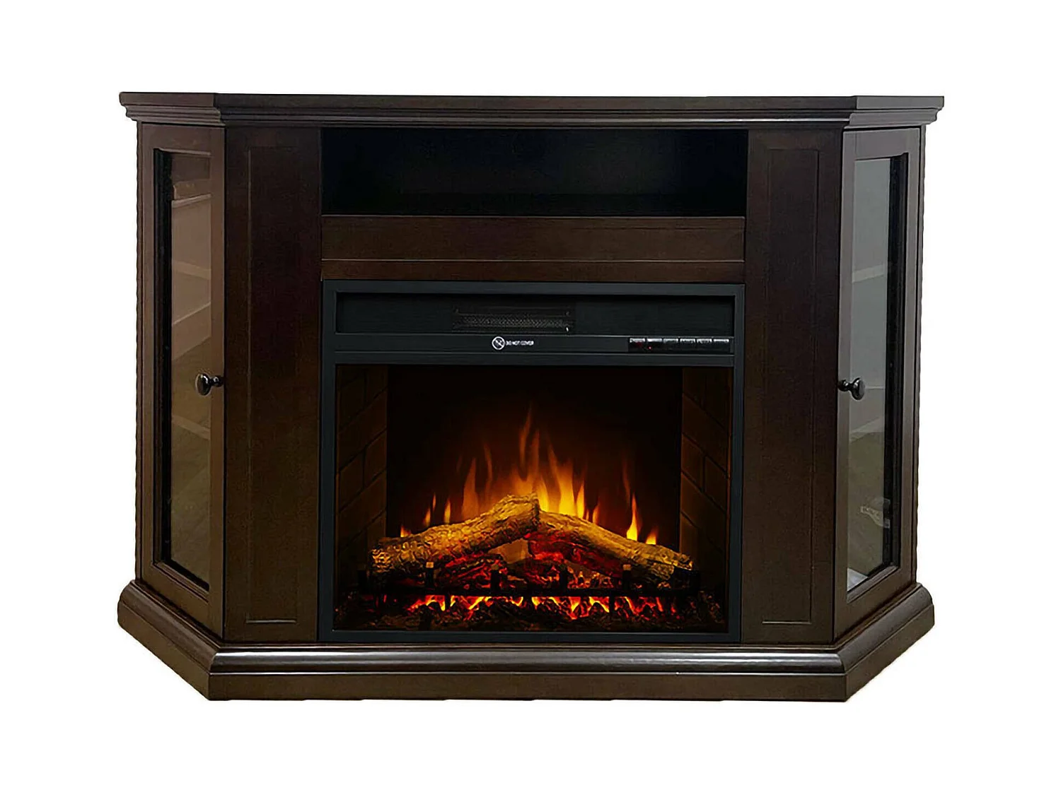 Cheminée Électrique Alonte, Puissance 900/1800 W Fabriquée en Italie, 78x126x80,5h cm Marron