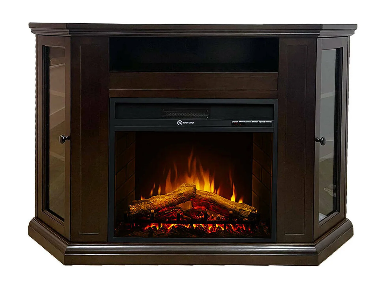 Hekla elektrische haard, Elektrisch fornuis, Elektrische wandhaard, Moderne open haard, Made in Italy, 126x78 h81 cm, Bruin