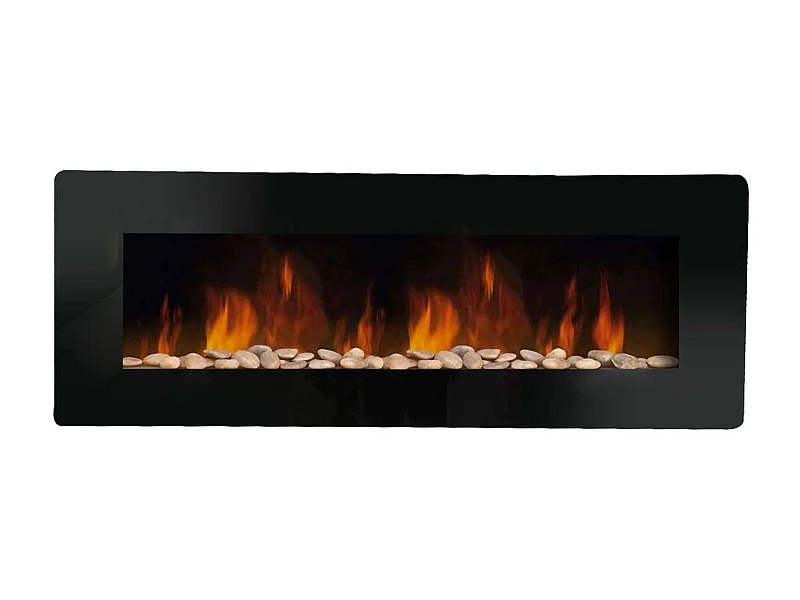 Cheminée Électrique Aidone, Surface Chauffée 30 m² Made in Italy, 127x11x50h cm Noir