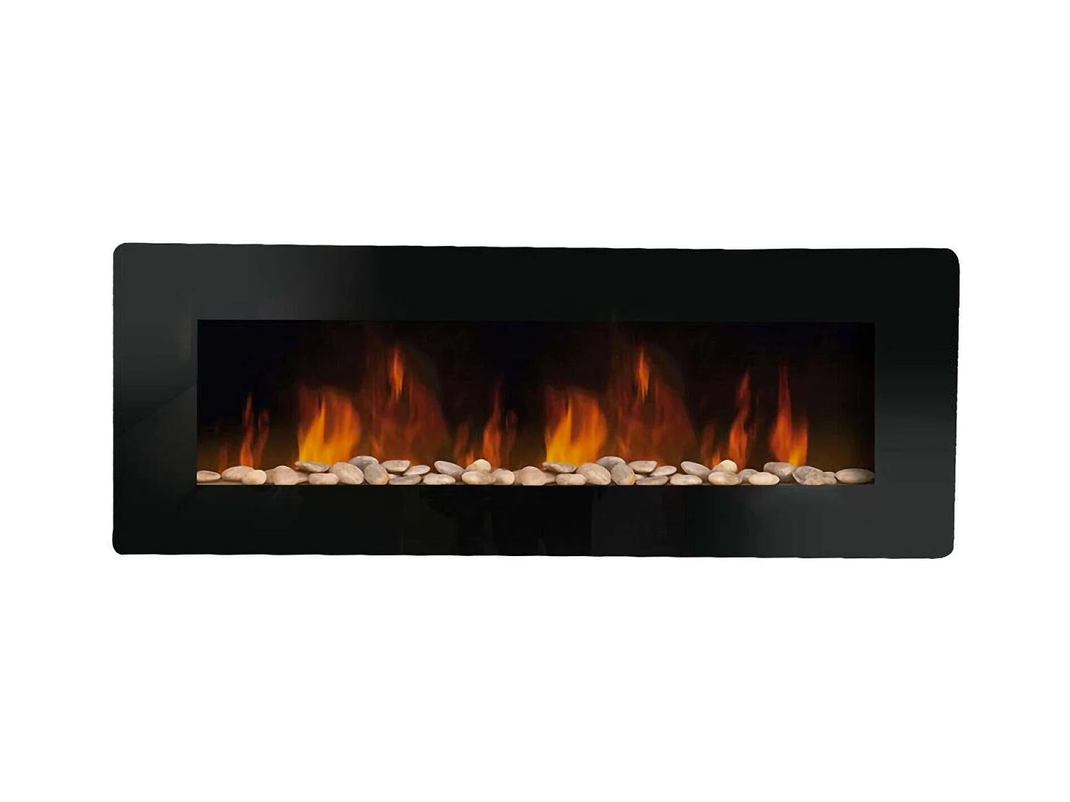 Elektrische haard Grimsvotn, Elektrisch fornuis, Elektrische wandhaard, Moderne open haard, Made in Italy, 11x127 h50 cm, Zwart