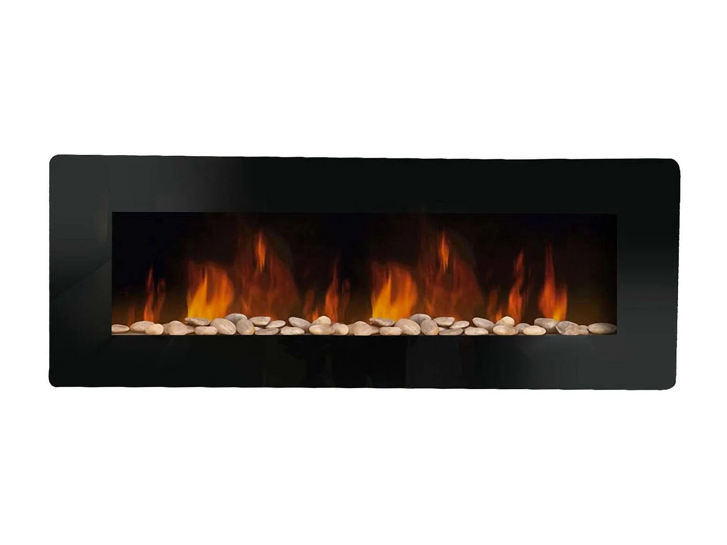 Cheminée Électrique Aidone, Surface Chauffée 30 m² Made in Italy, 127x11x50h cm Noir