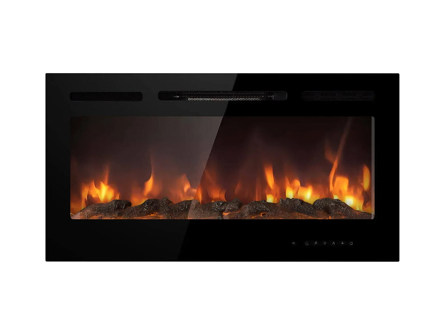 Cheminée Électrique Potoprens, Surface Chauffée 30 m2 Fabriquée en Italie, 101.6x14x54.6h cm Noir